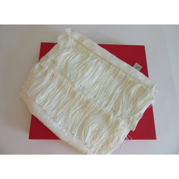 SHANGHAI TANG White Silk Fringe 64" x 13" Shawl Scarf with Gift Box - Picture 1 of 6